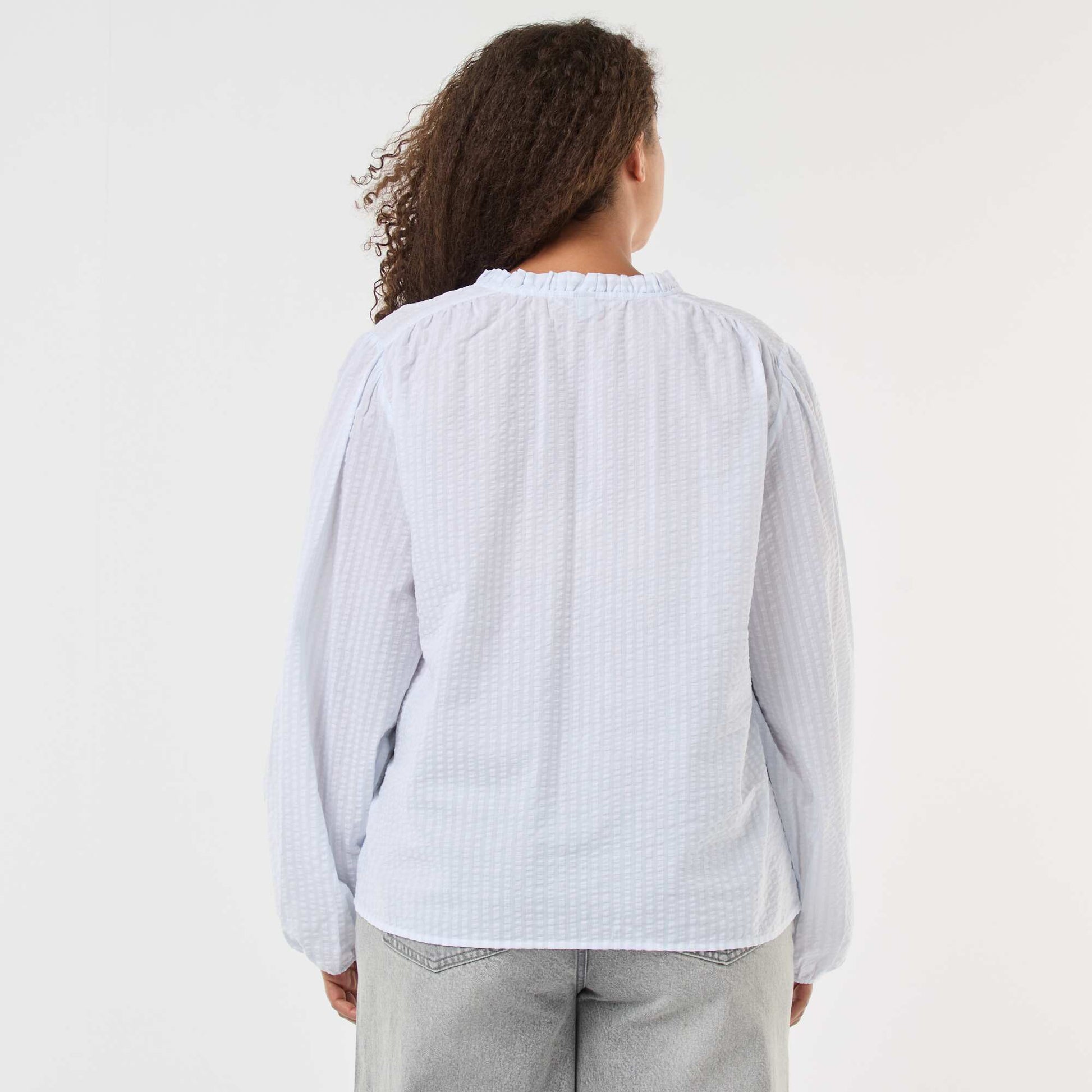 Blouse fluide fines rayures BLANC