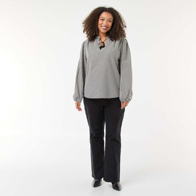 Blouse fluide carreaux vichy NOIR