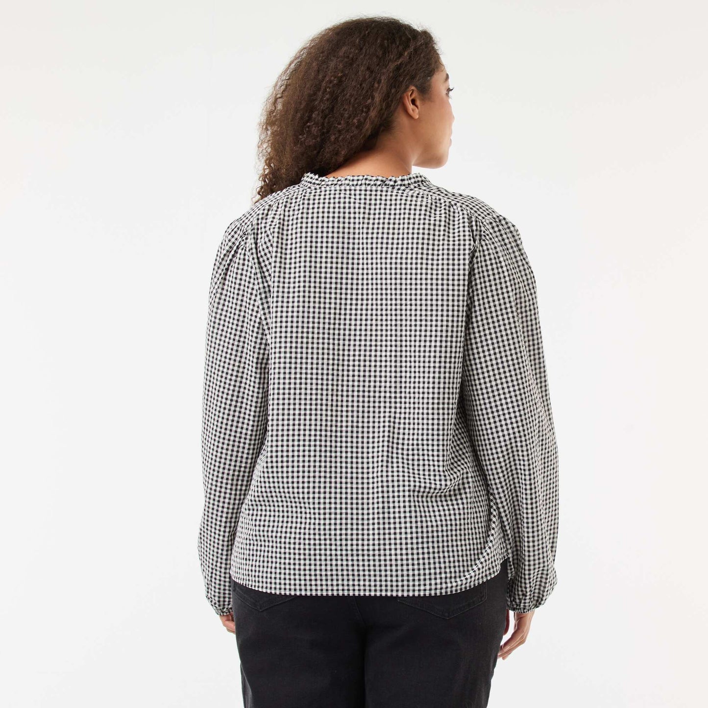 Blouse fluide carreaux vichy NOIR