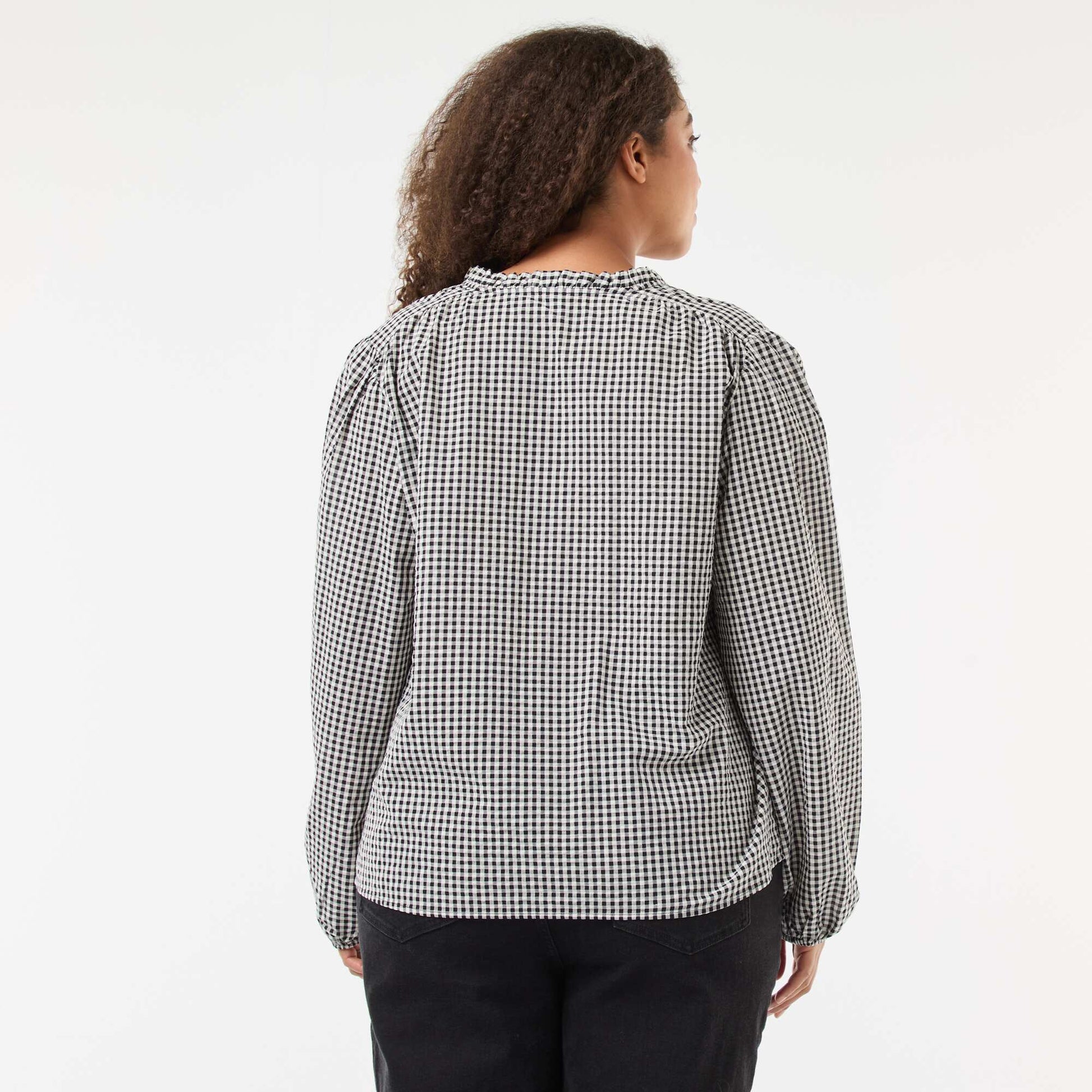 Blouse fluide carreaux vichy NOIR