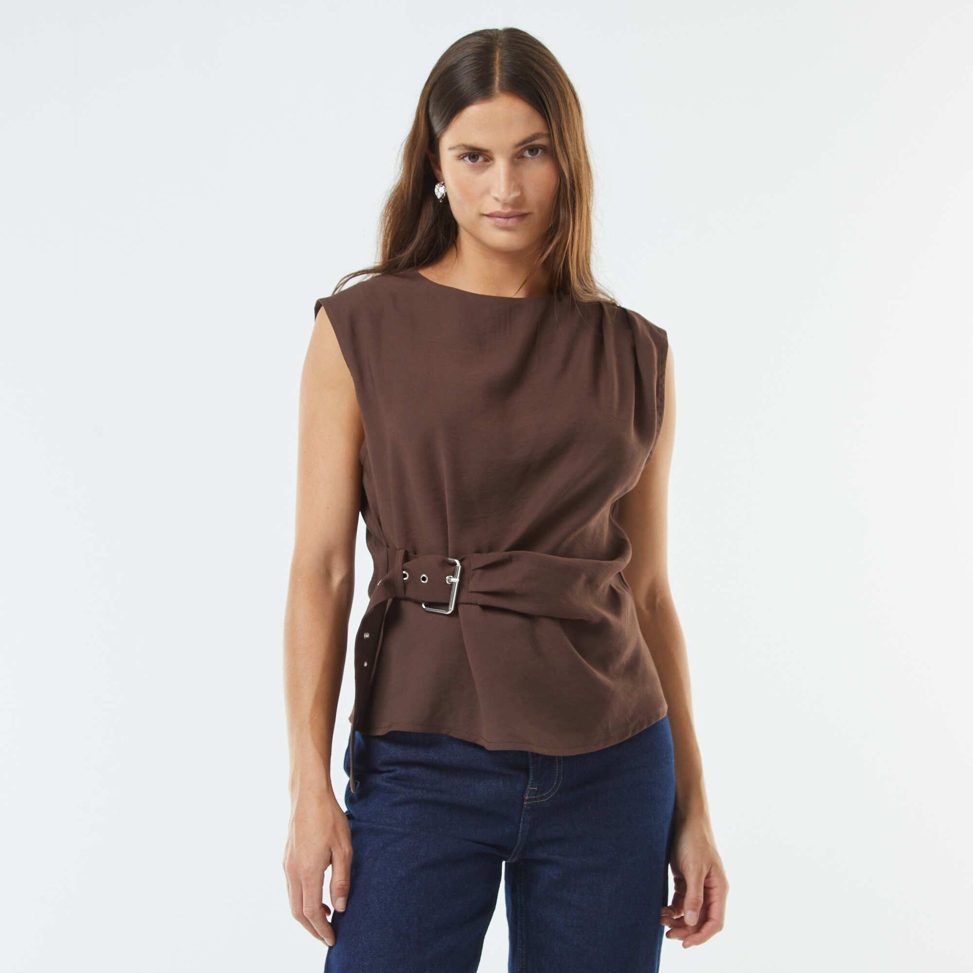 Blouse large avec boucle intégrée MARRON