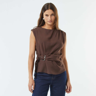 Blouse large avec boucle intégrée MARRON