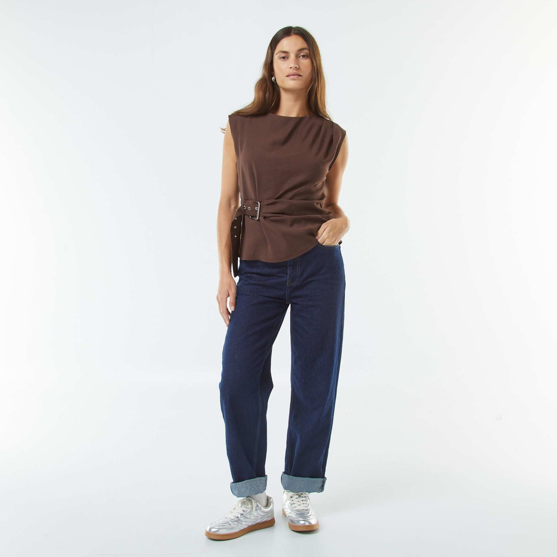 Blouse large avec boucle intégrée MARRON