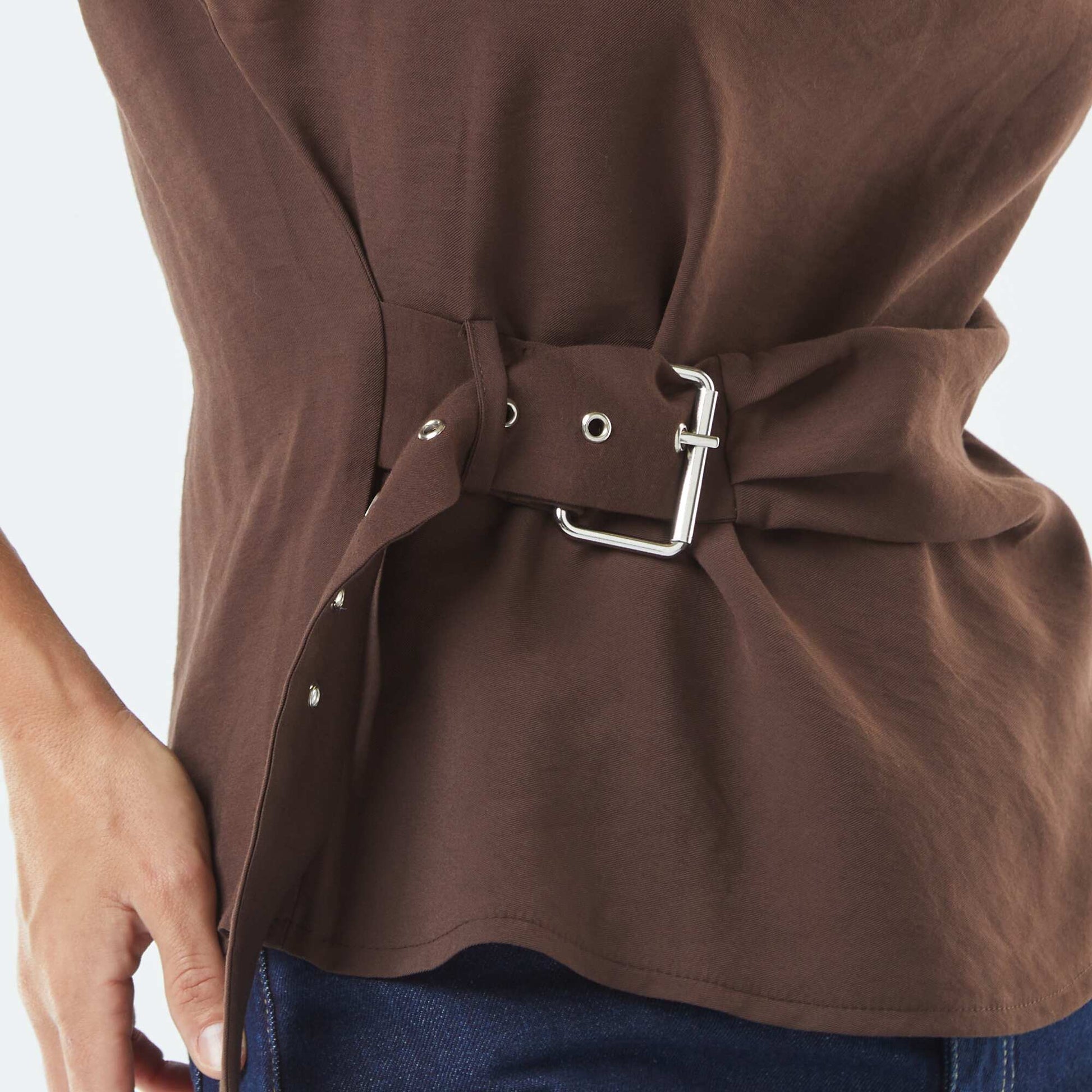 Blouse large avec boucle intégrée MARRON