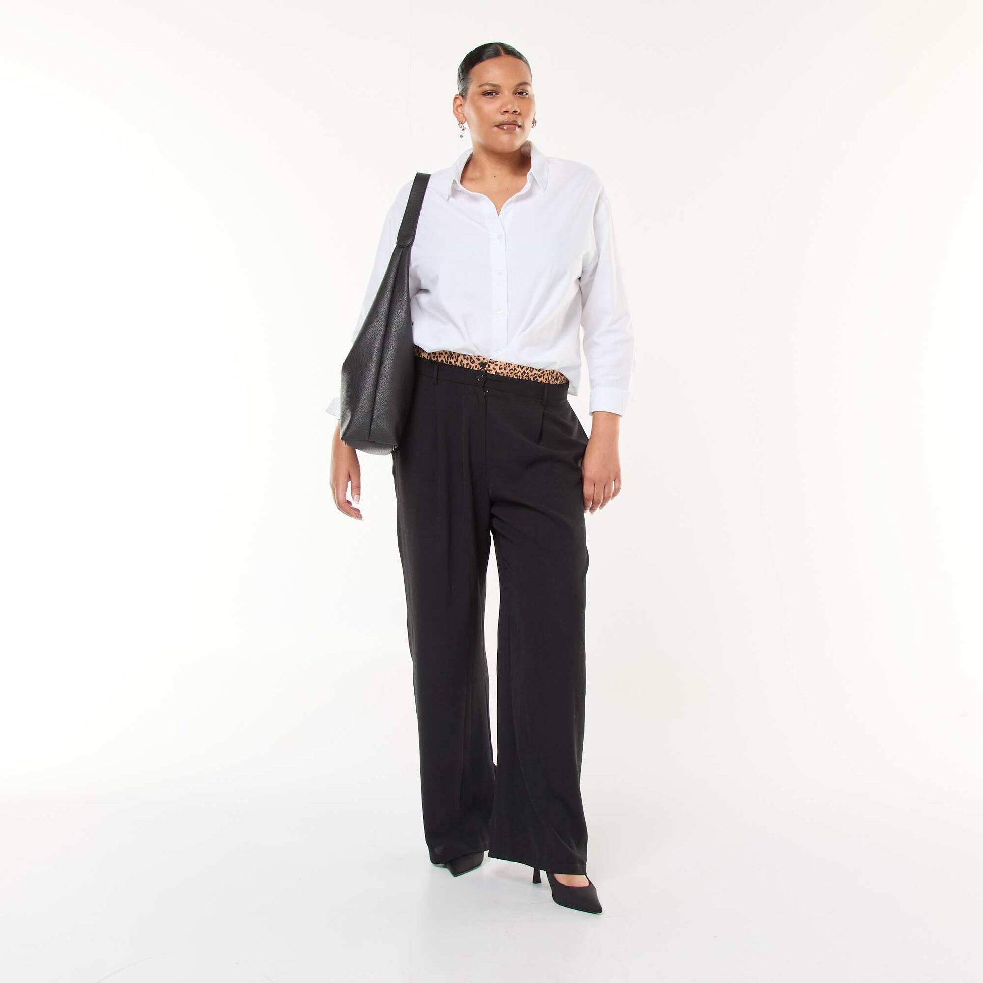 Pantalon effet caleçon léopard NOIR