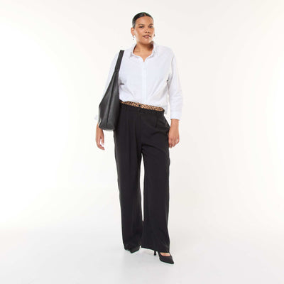 Pantalon effet caleçon léopard NOIR