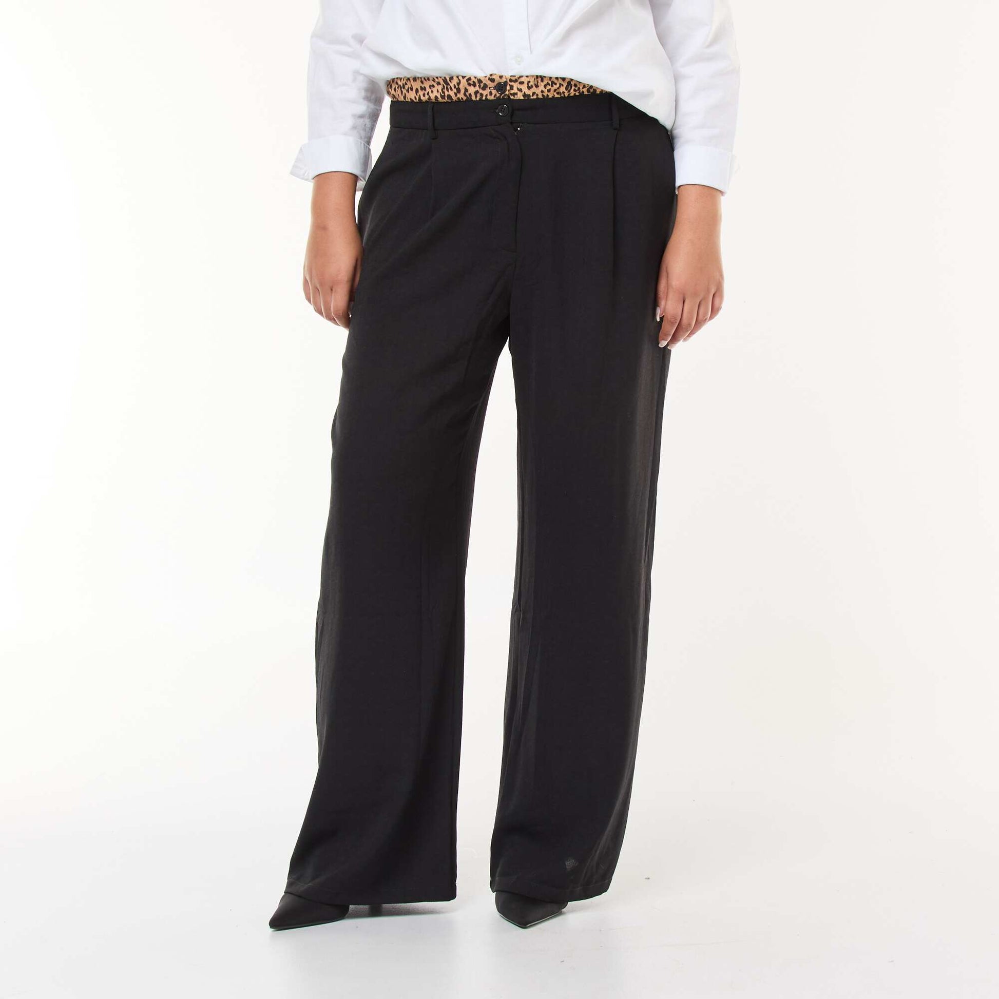 Pantalon effet caleçon léopard NOIR