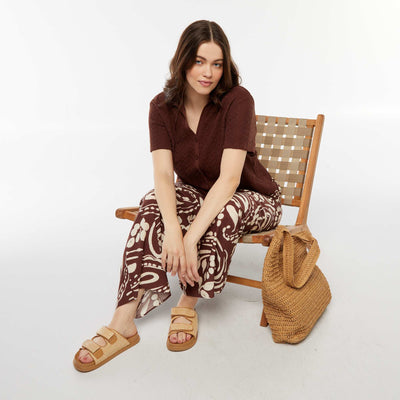 Tee-shirt style gilet en maille crochet MARRON