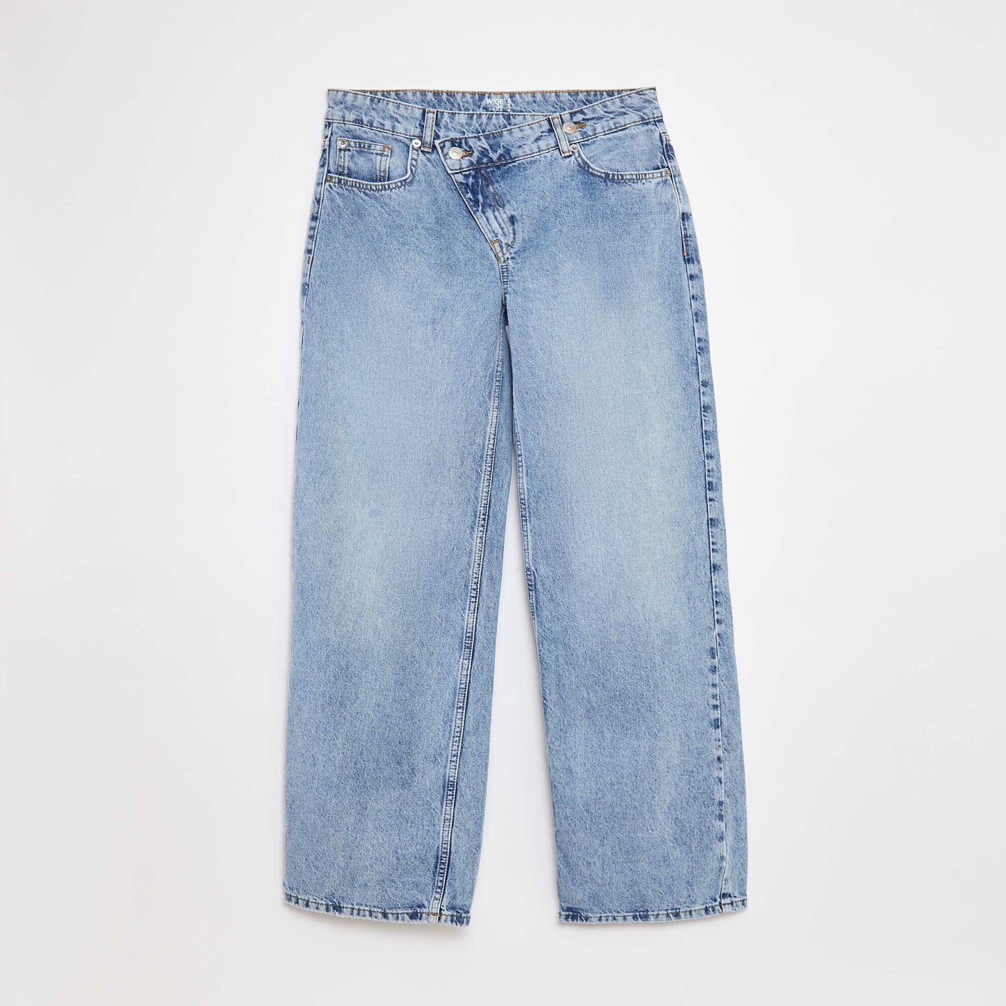 Jean large taille haute à 5 poches BLEU