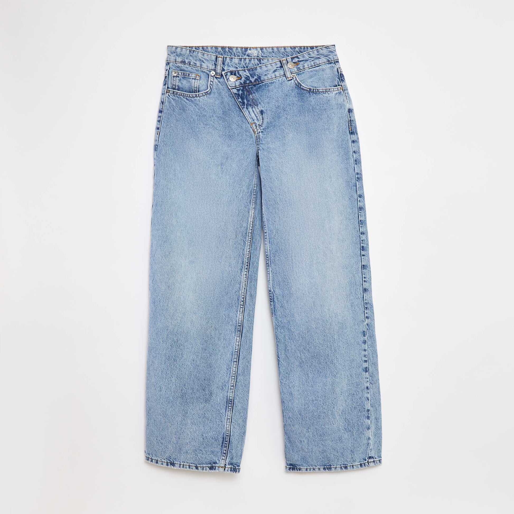 Jean large taille haute à 5 poches BLEU