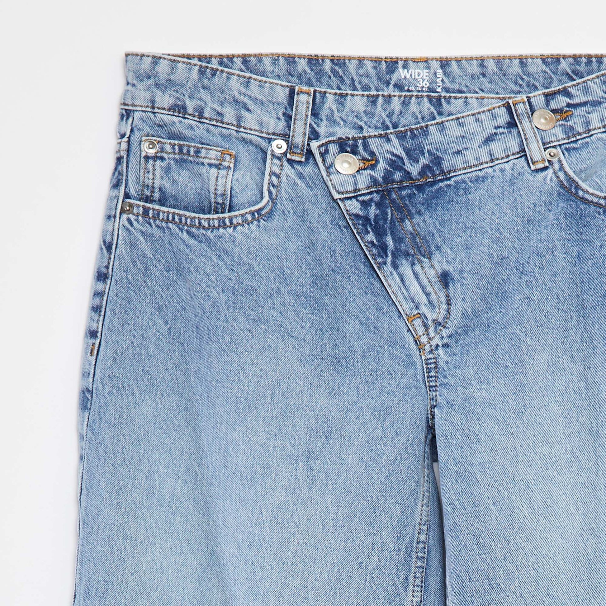 Jean large taille haute à 5 poches BLEU