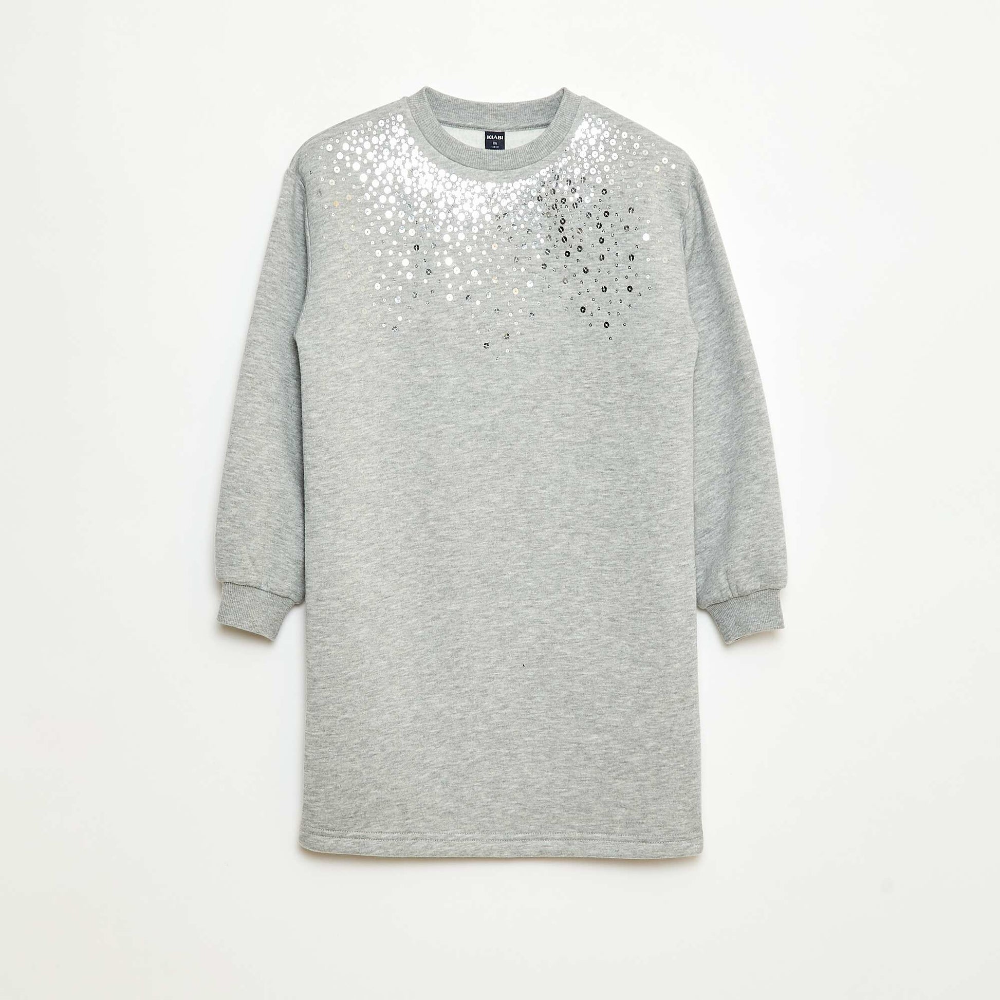 Robe en molleton avec animation sequins pailletés GRIS