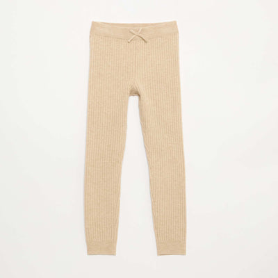 Legging en tricot côtelé uni BEIGE