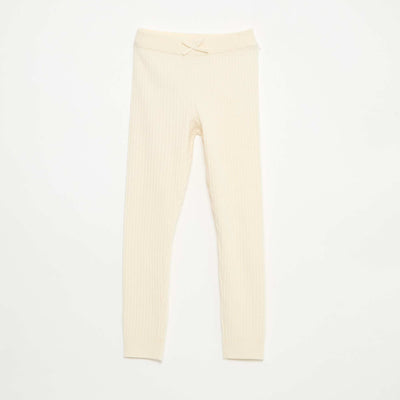 Legging en tricot côtelé uni BLANC