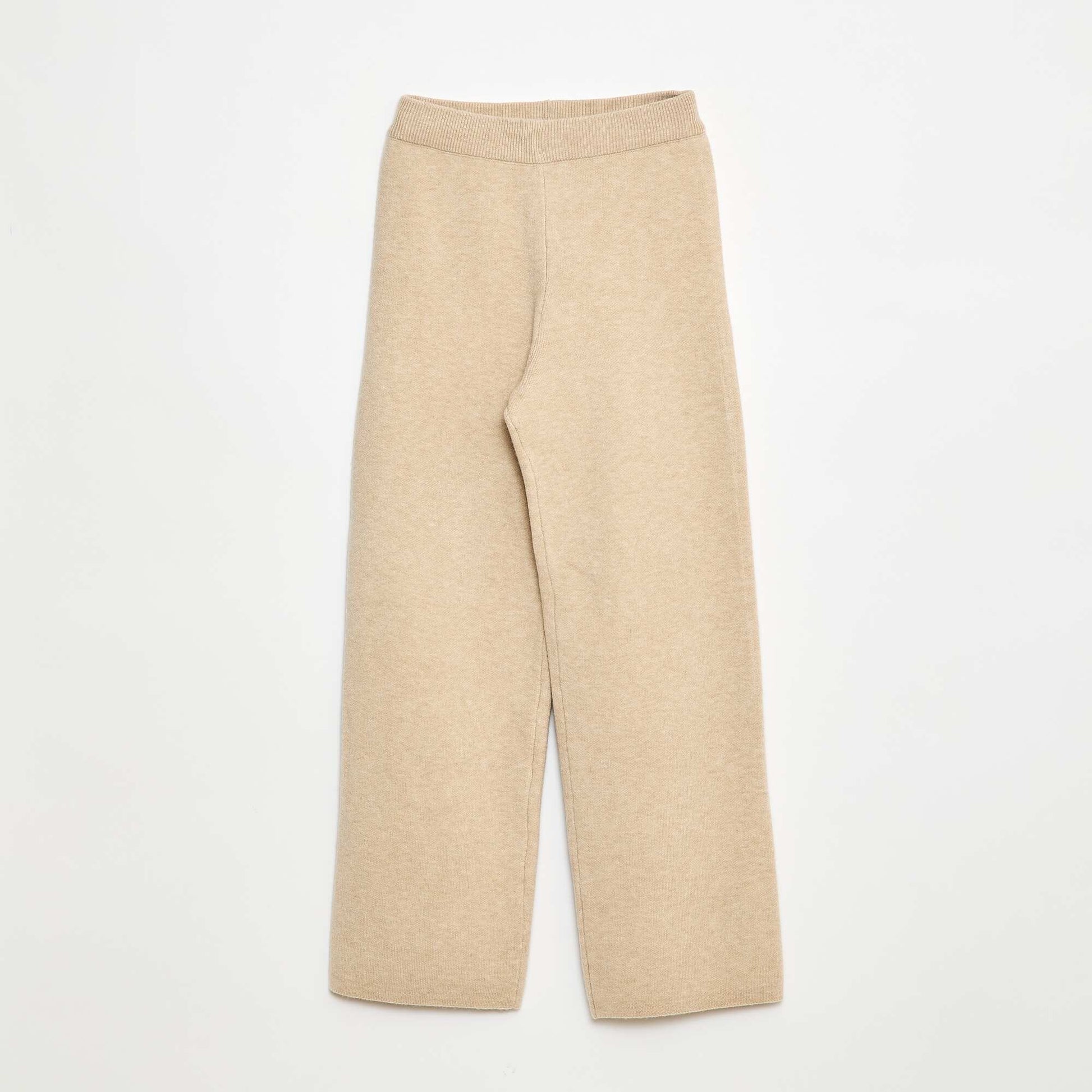 Pantalon wide leg en tricot BEIGE