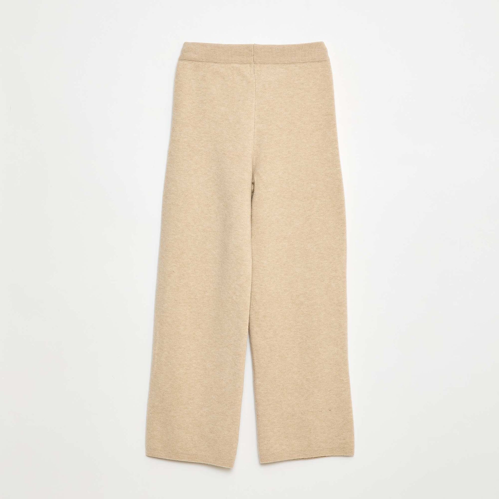 Pantalon wide leg en tricot BEIGE