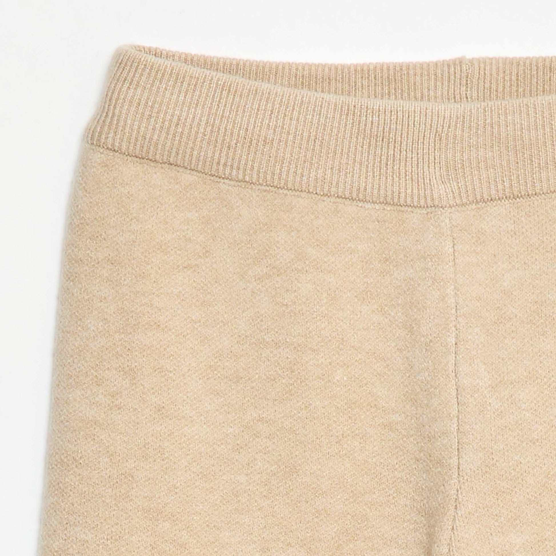 Pantalon wide leg en tricot BEIGE