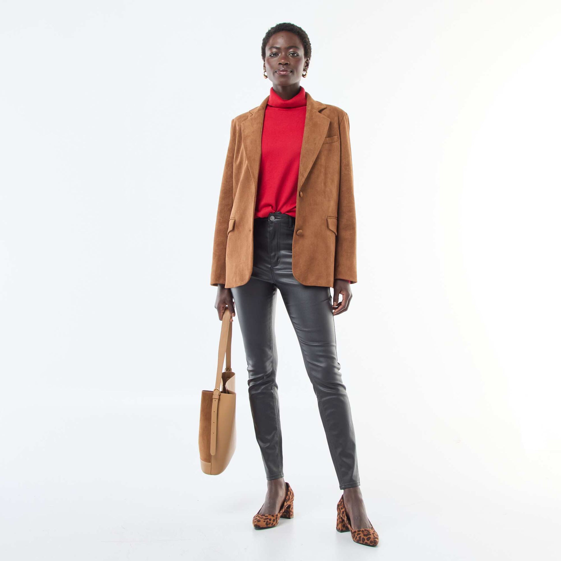 Pantalon skinny coated uni NOIR