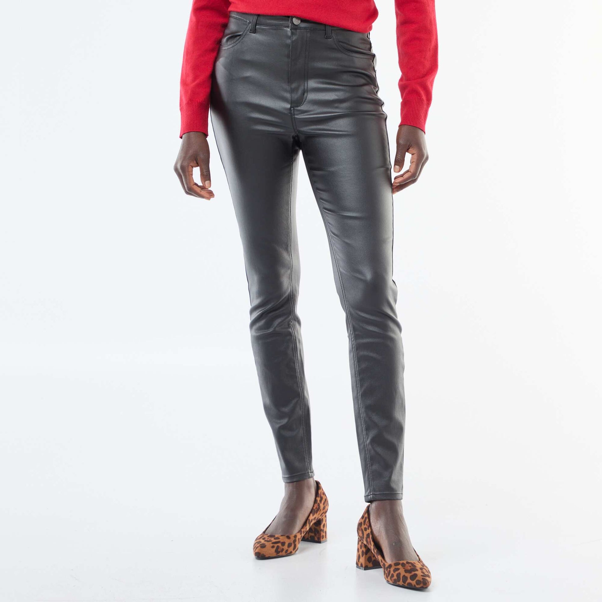 Pantalon skinny coated uni NOIR