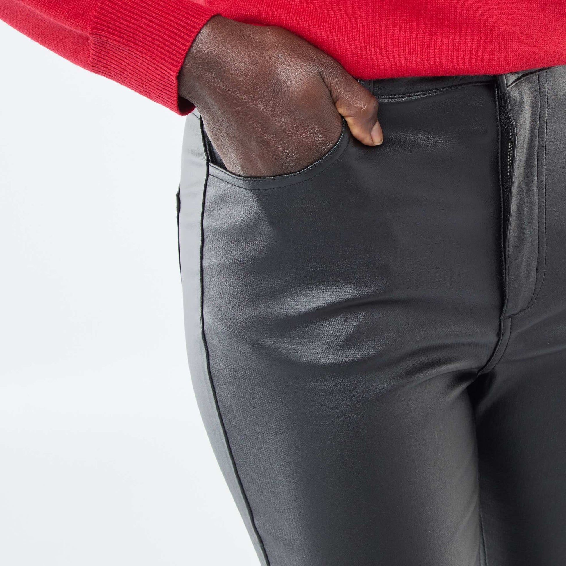 Pantalon skinny coated uni NOIR