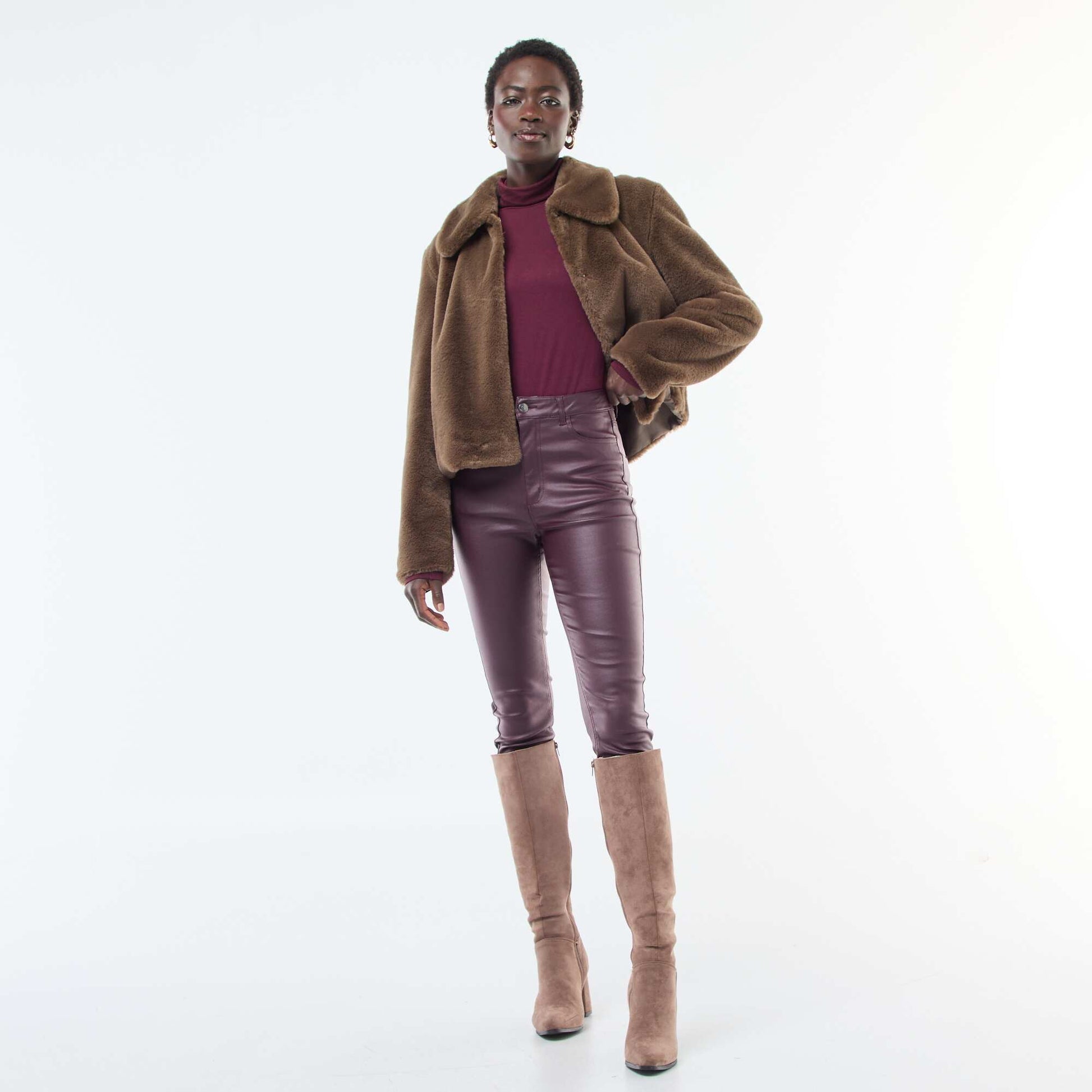 Pantalon skinny coated uni VIOLET