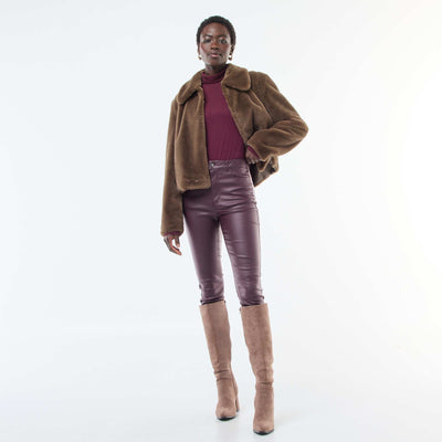 Pantalon skinny coated uni VIOLET
