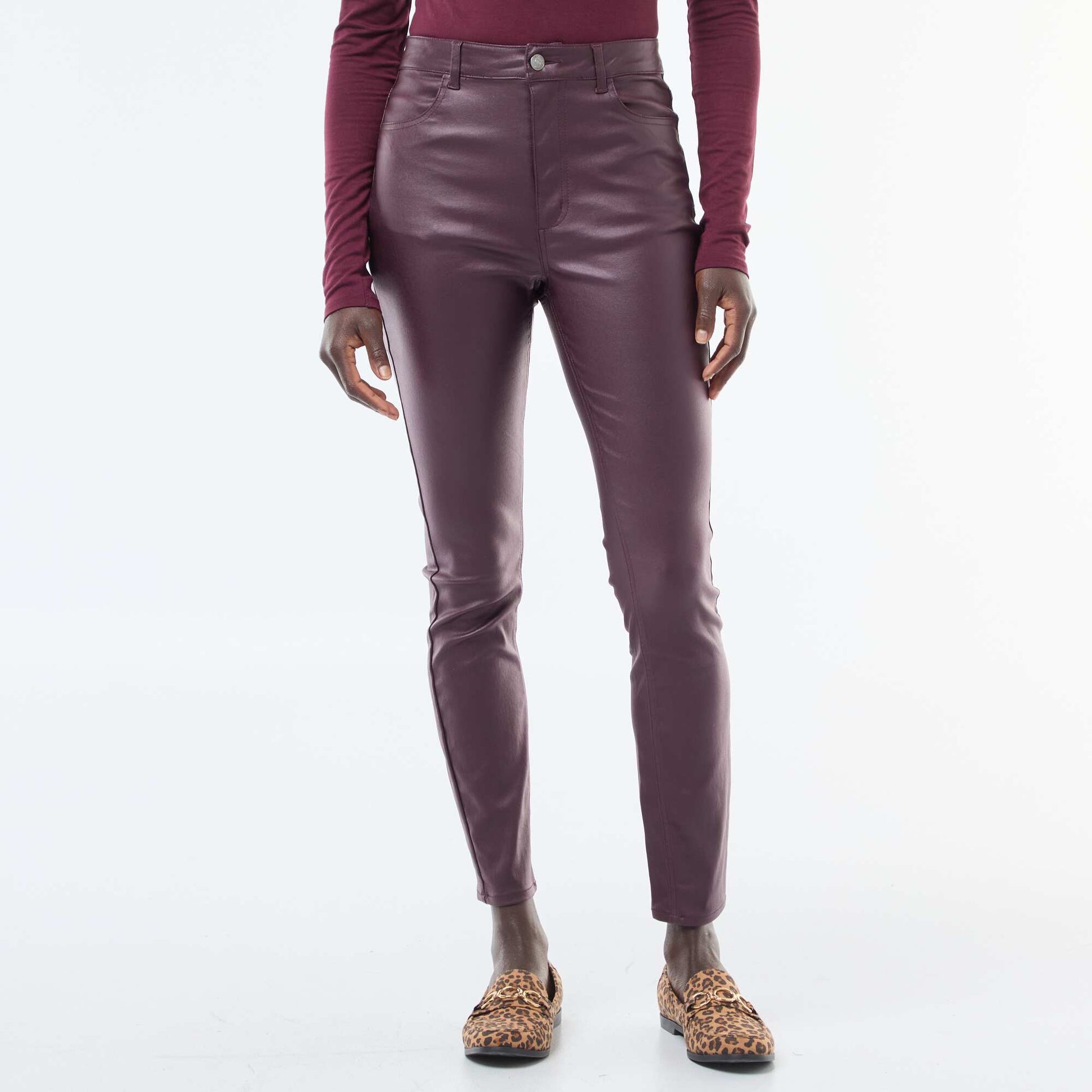 Pantalon skinny coated uni VIOLET