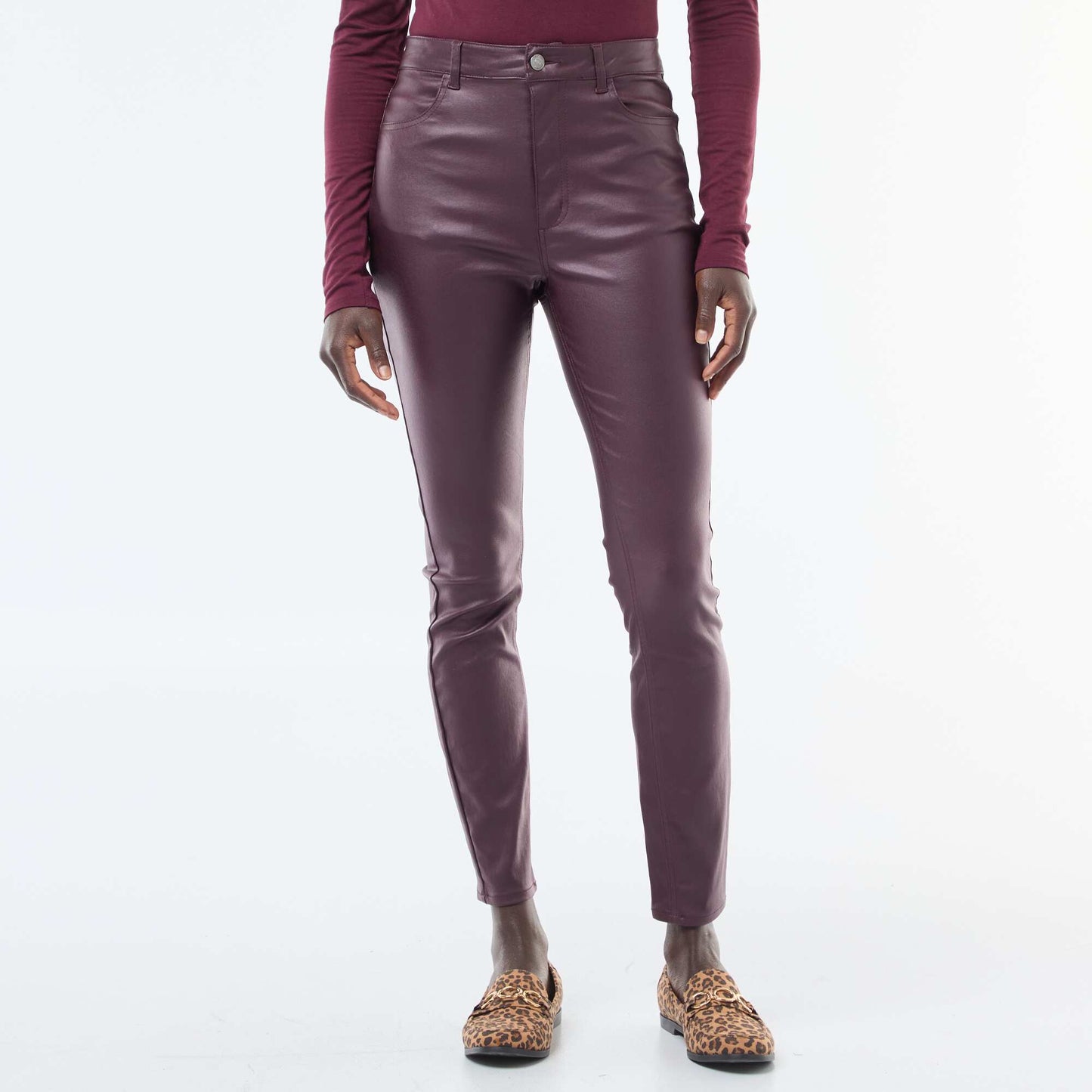 Pantalon skinny coated uni VIOLET