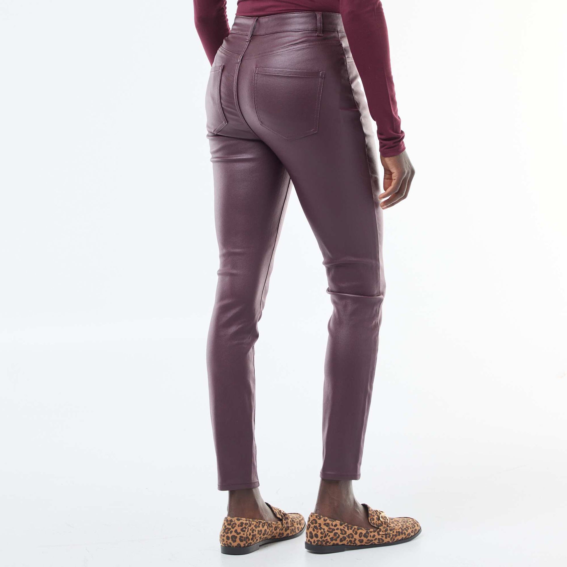 Pantalon skinny coated uni VIOLET