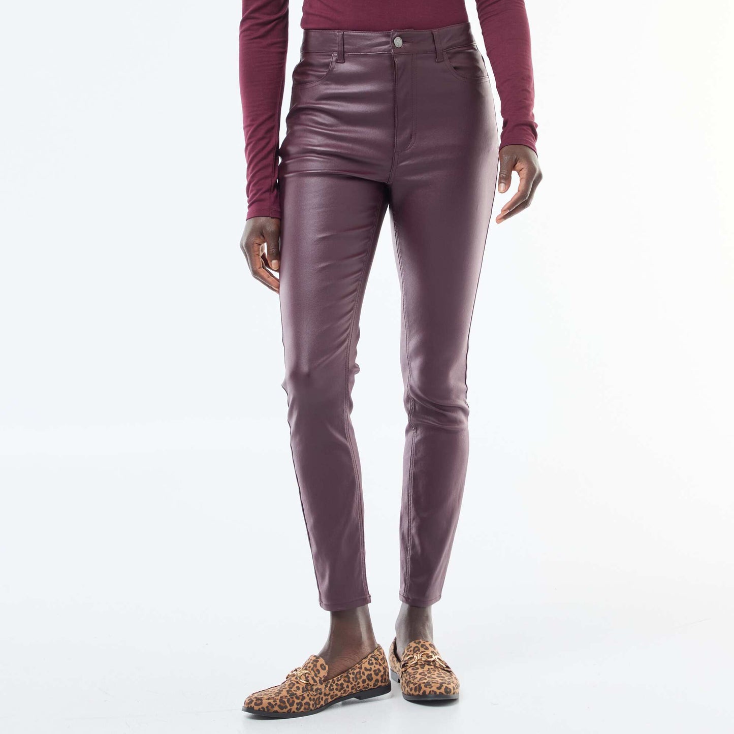 Pantalon skinny coated uni VIOLET