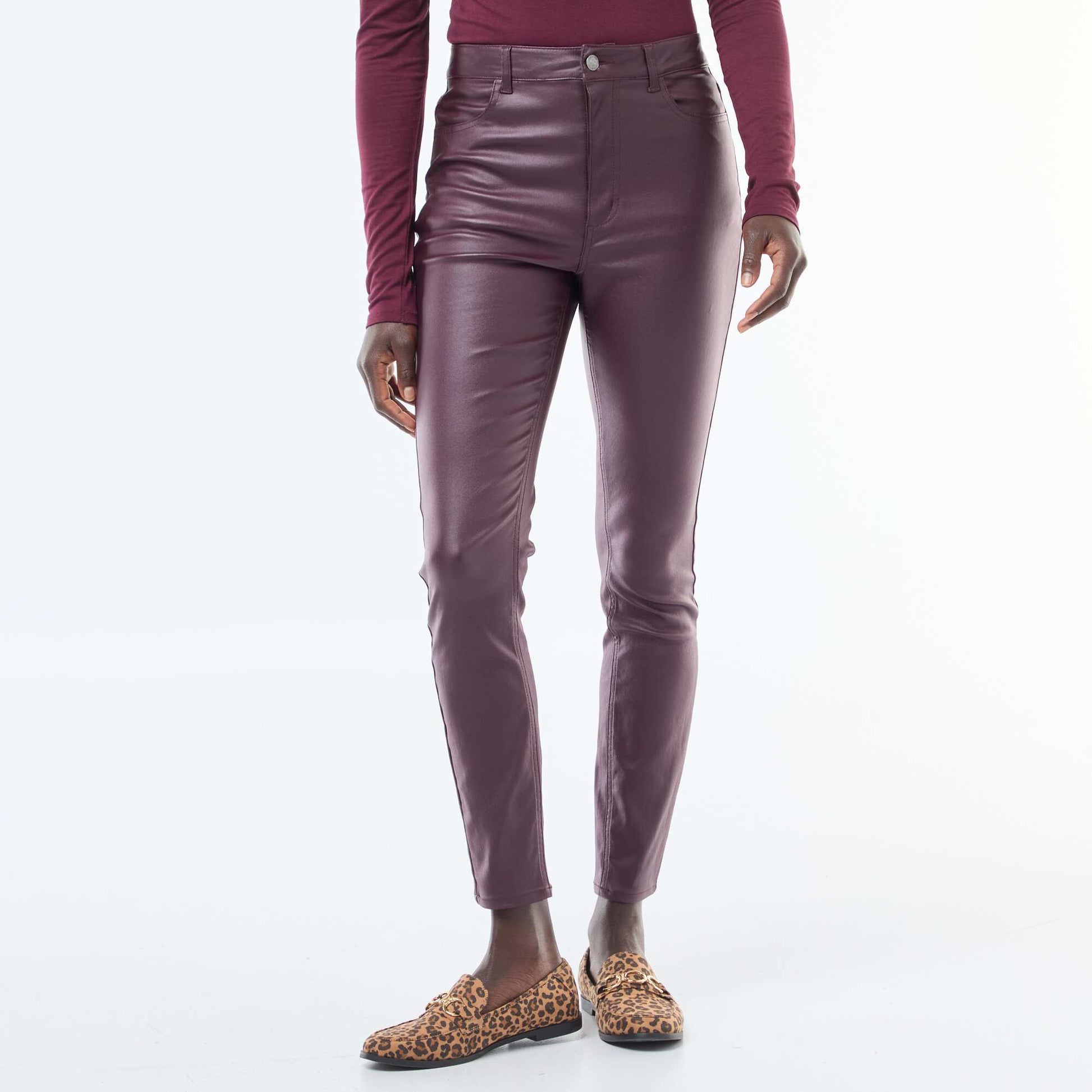 Pantalon skinny coated uni VIOLET