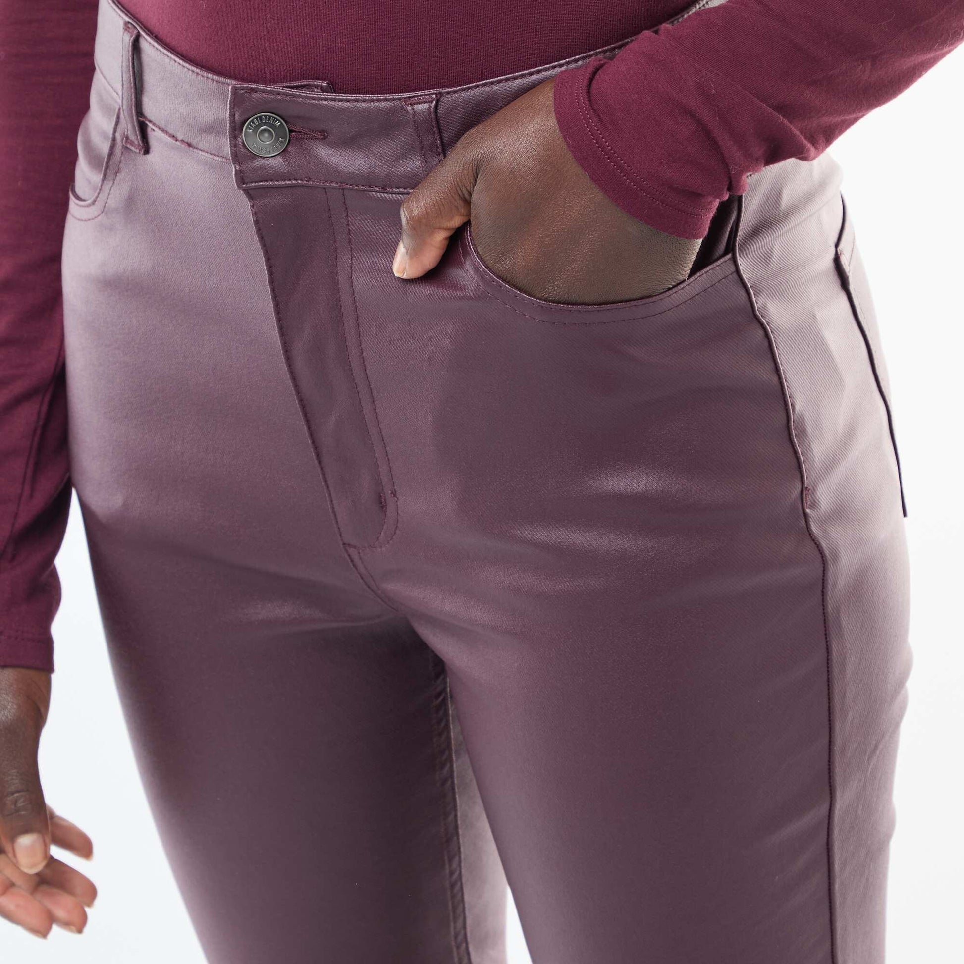 Pantalon skinny coated uni VIOLET