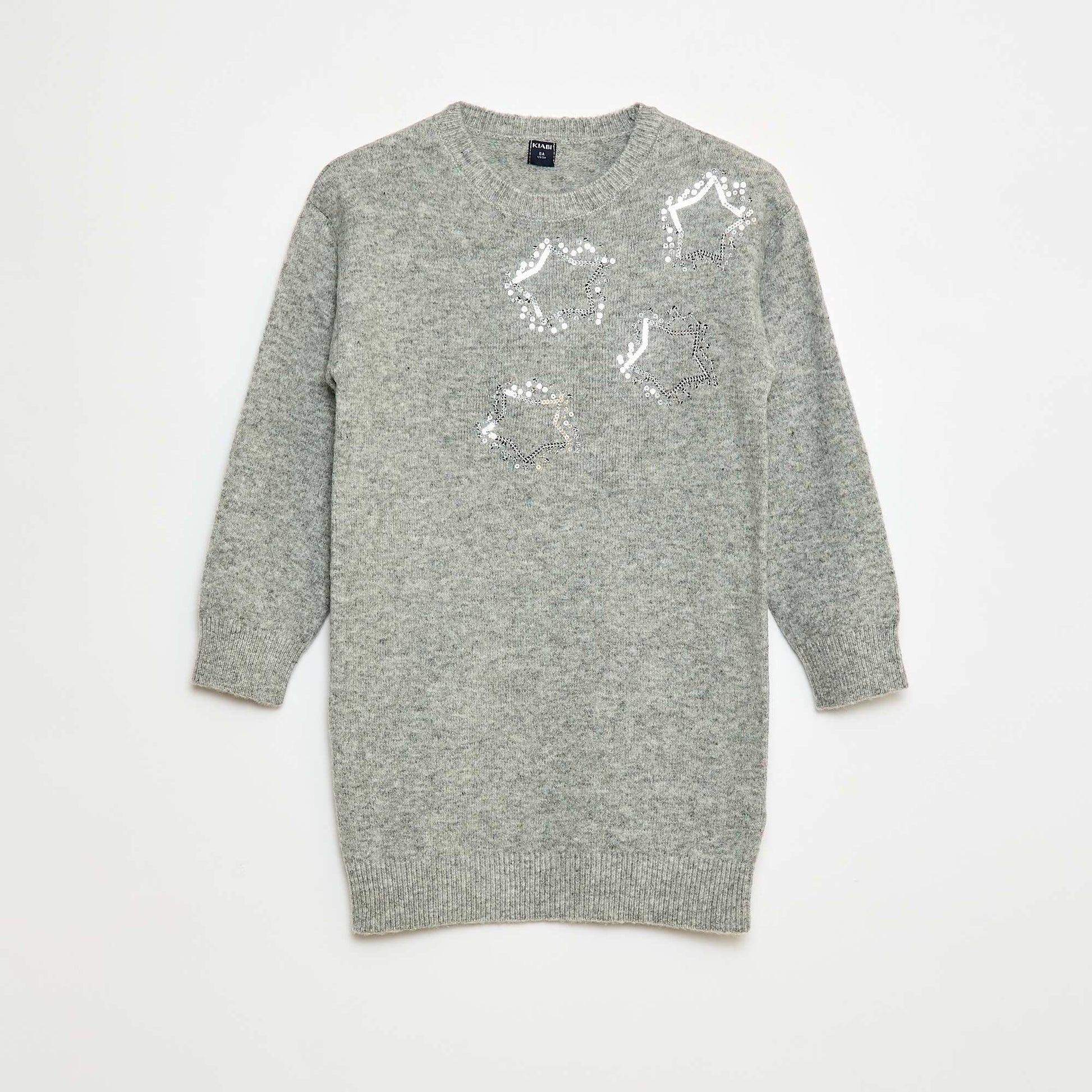 Robe tricot avec étoiles en sequins GRIS