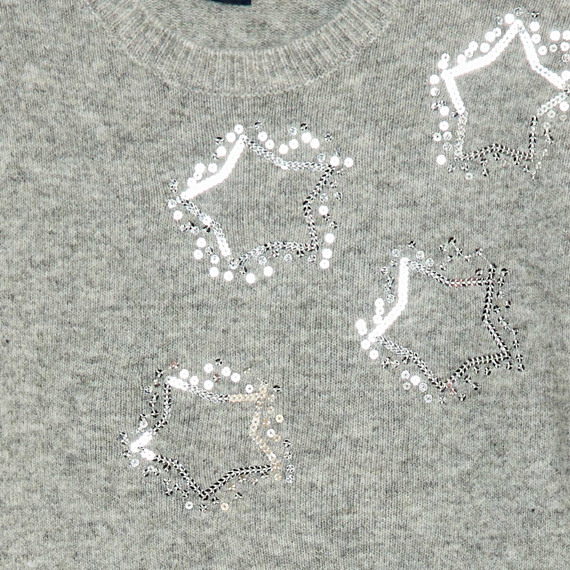 Robe tricot avec étoiles en sequins GRIS