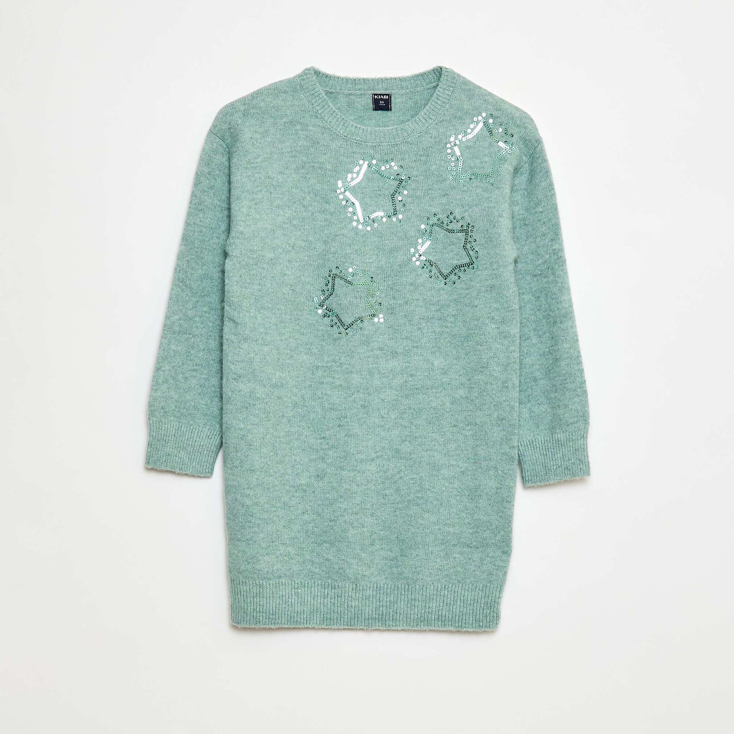Robe tricot avec étoiles en sequins VERT