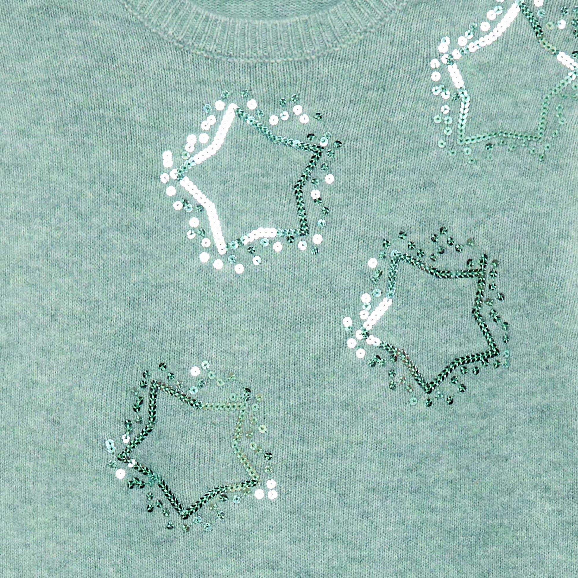 Robe tricot avec étoiles en sequins VERT