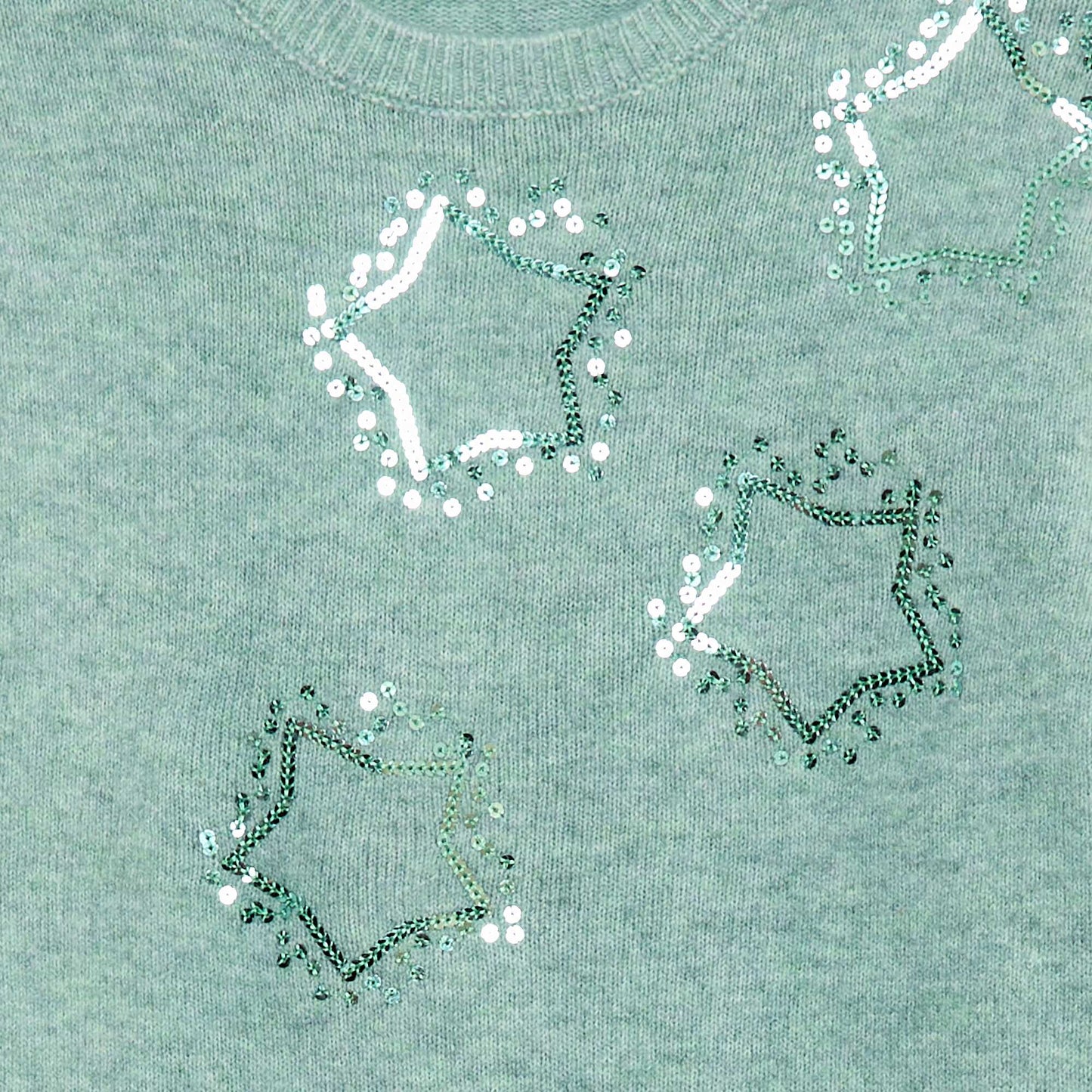 Robe tricot avec étoiles en sequins VERT