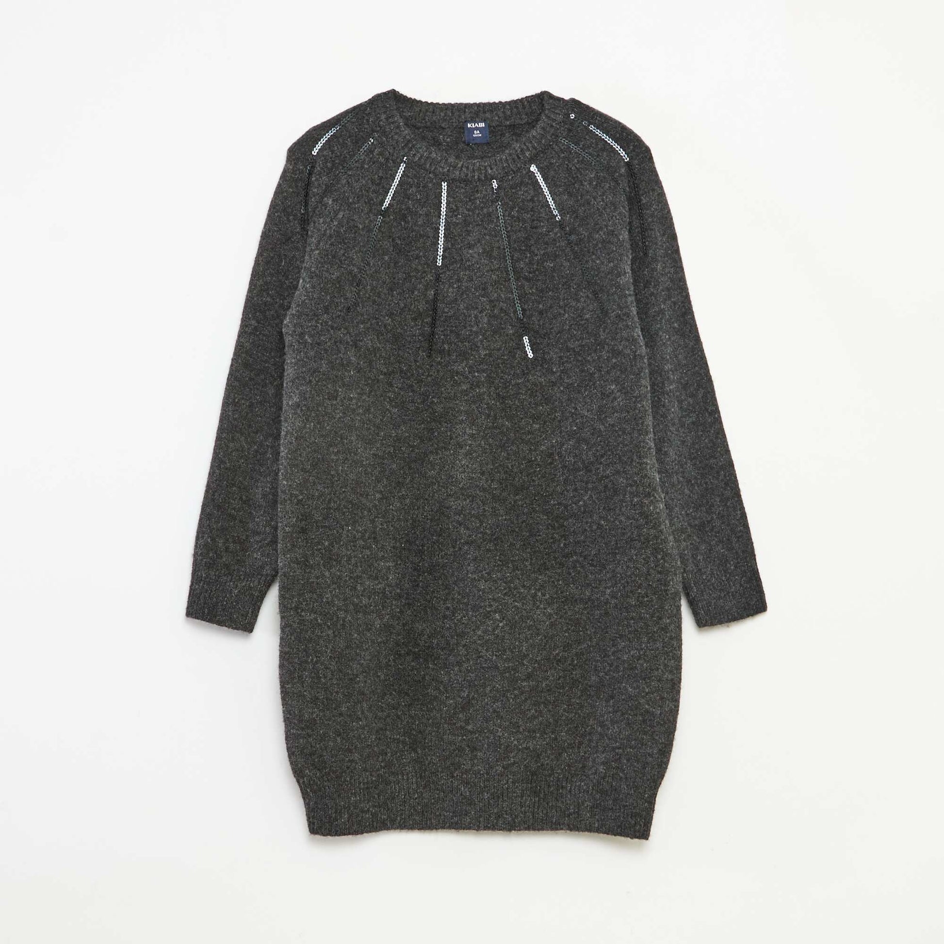 Robe mi-longue en maille avec sequins GRIS