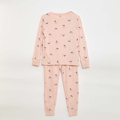 Ensemble pyjama imprimé t-shirt + pantalon - 2 pièces ROSE