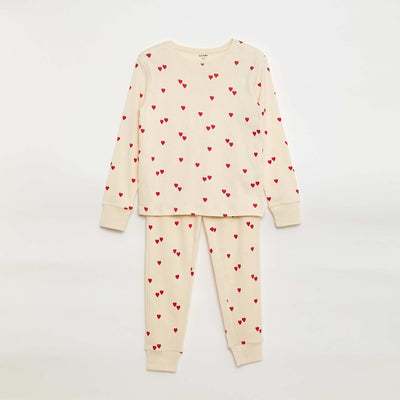 Ensemble pyjama imprimé t-shirt + pantalon - 2 pièces BLANC