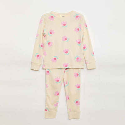 Ensemble pyjama imprimé t-shirt + pantalon - 2 pièces BLANC
