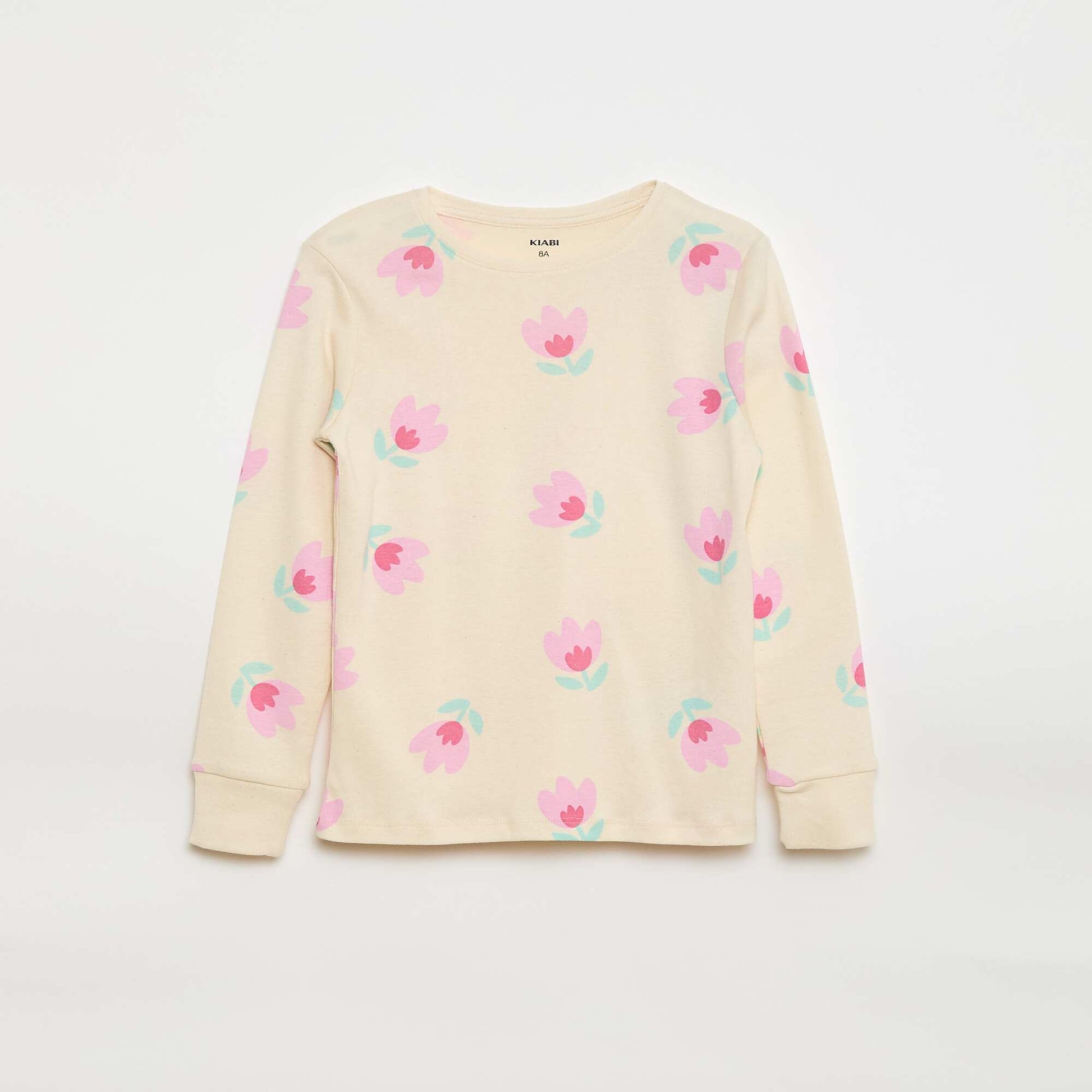 Ensemble pyjama imprimé t-shirt + pantalon - 2 pièces BLANC