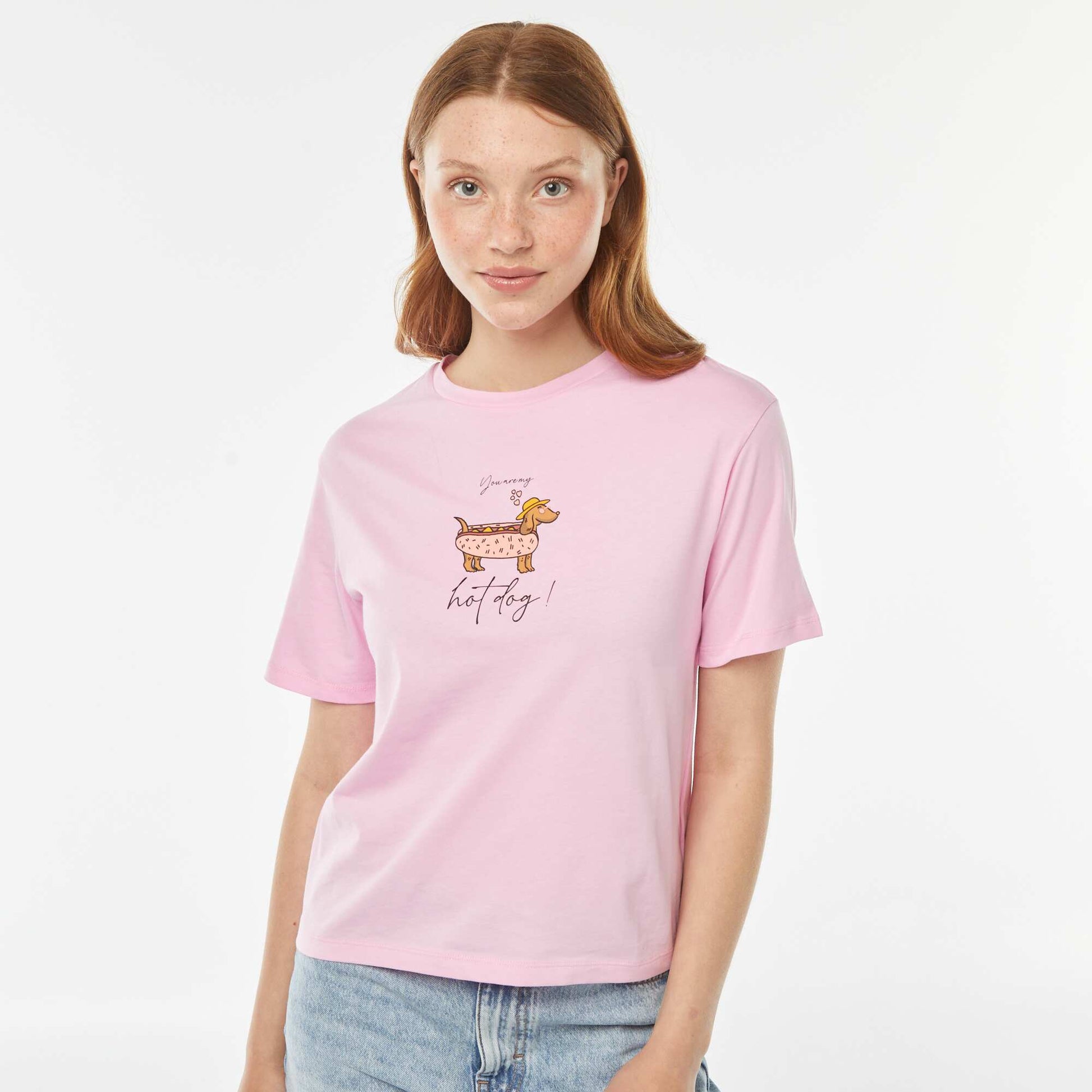 Tee-shirt oversize avec print devant ROSE