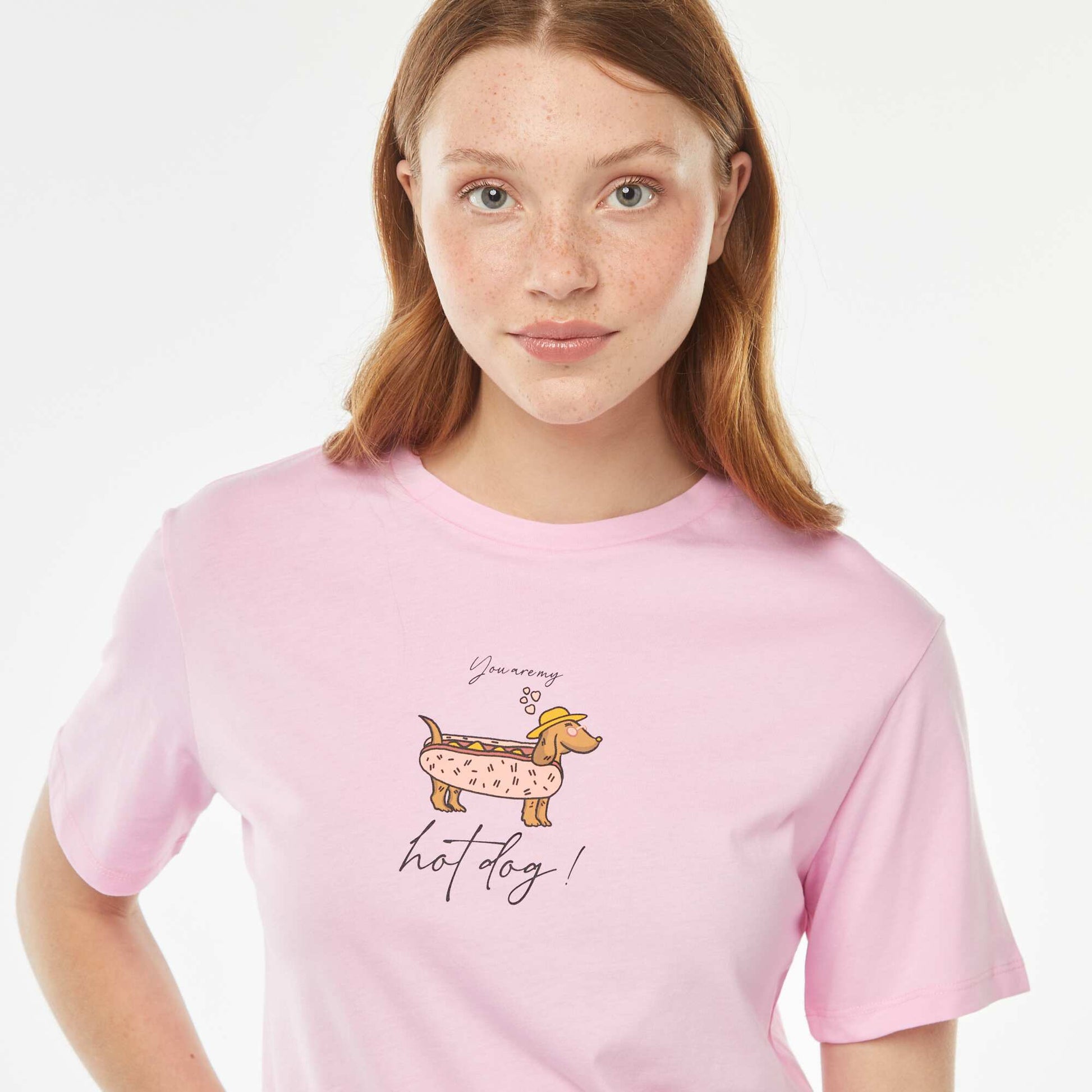 Tee-shirt oversize avec print devant ROSE