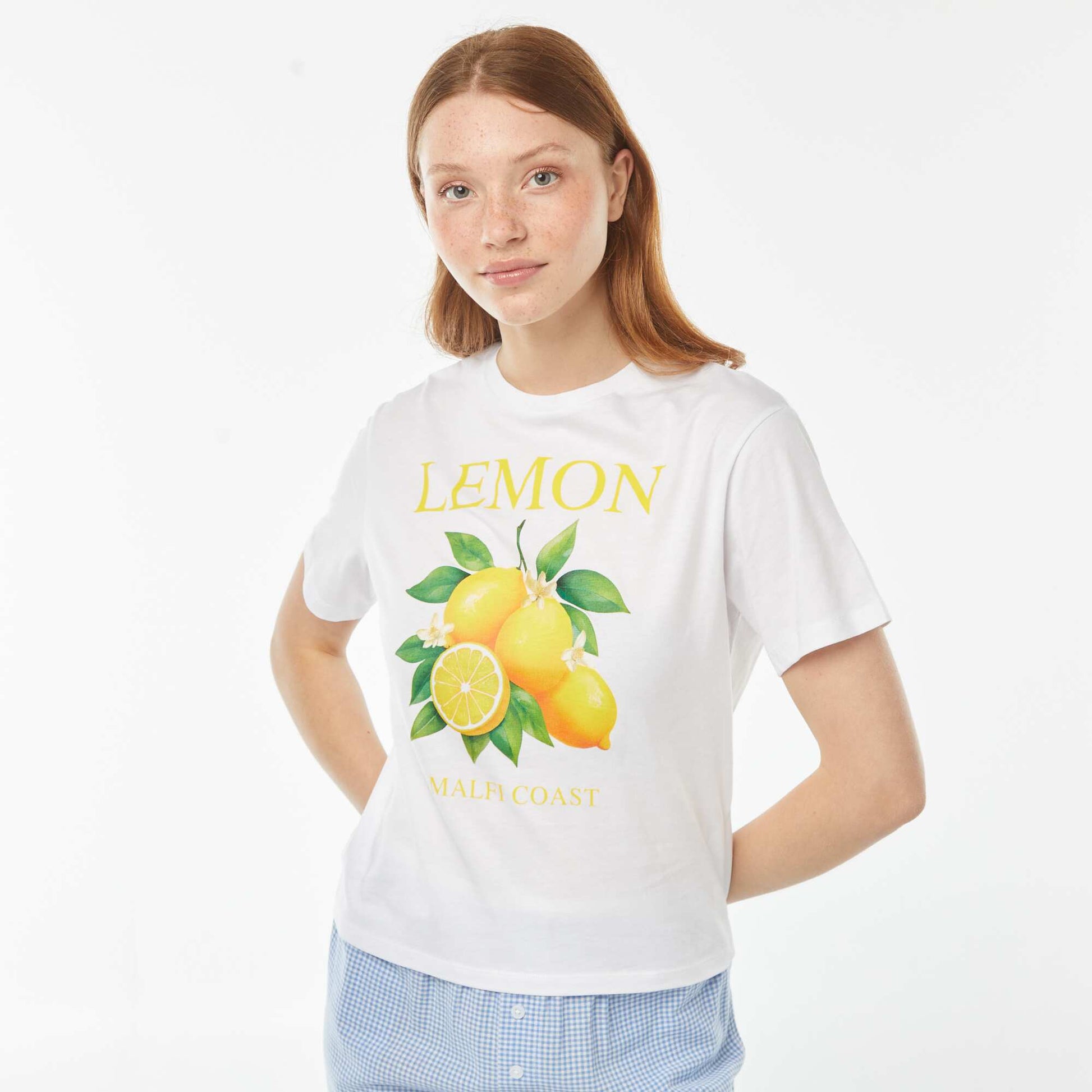 Tee-shirt oversize avec print devant BLANC