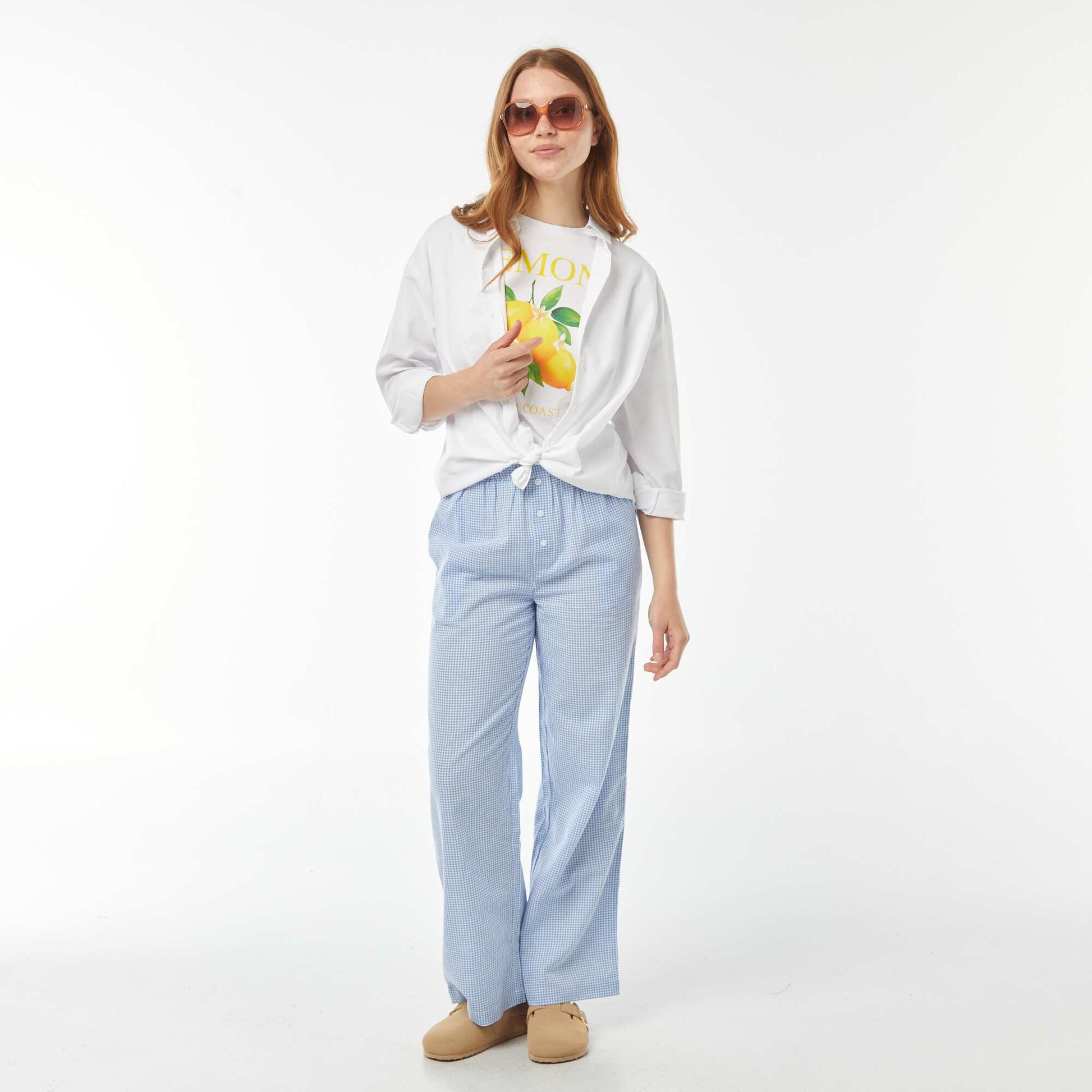 Tee-shirt oversize avec print devant BLANC