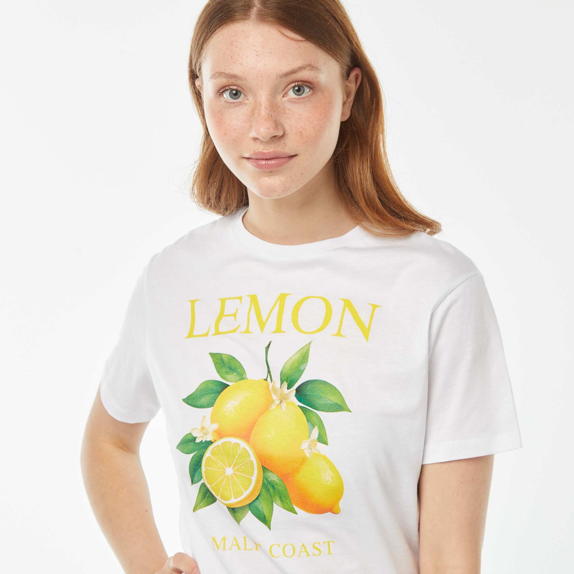 Tee-shirt oversize avec print devant BLANC