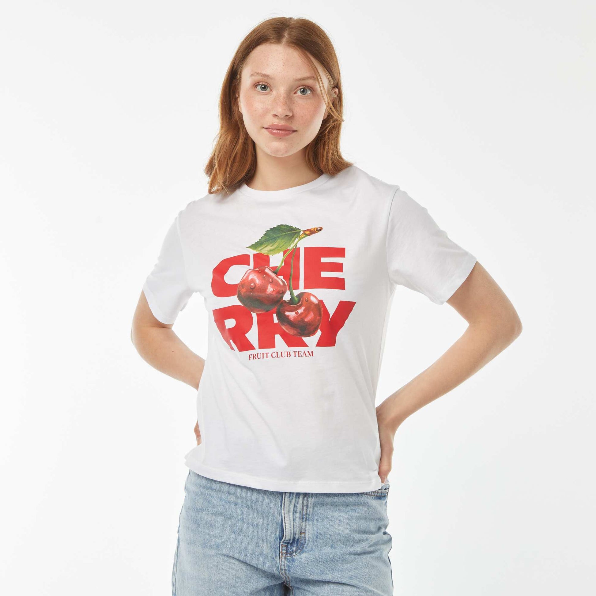 Tee-shirt oversize avec print devant BLANC