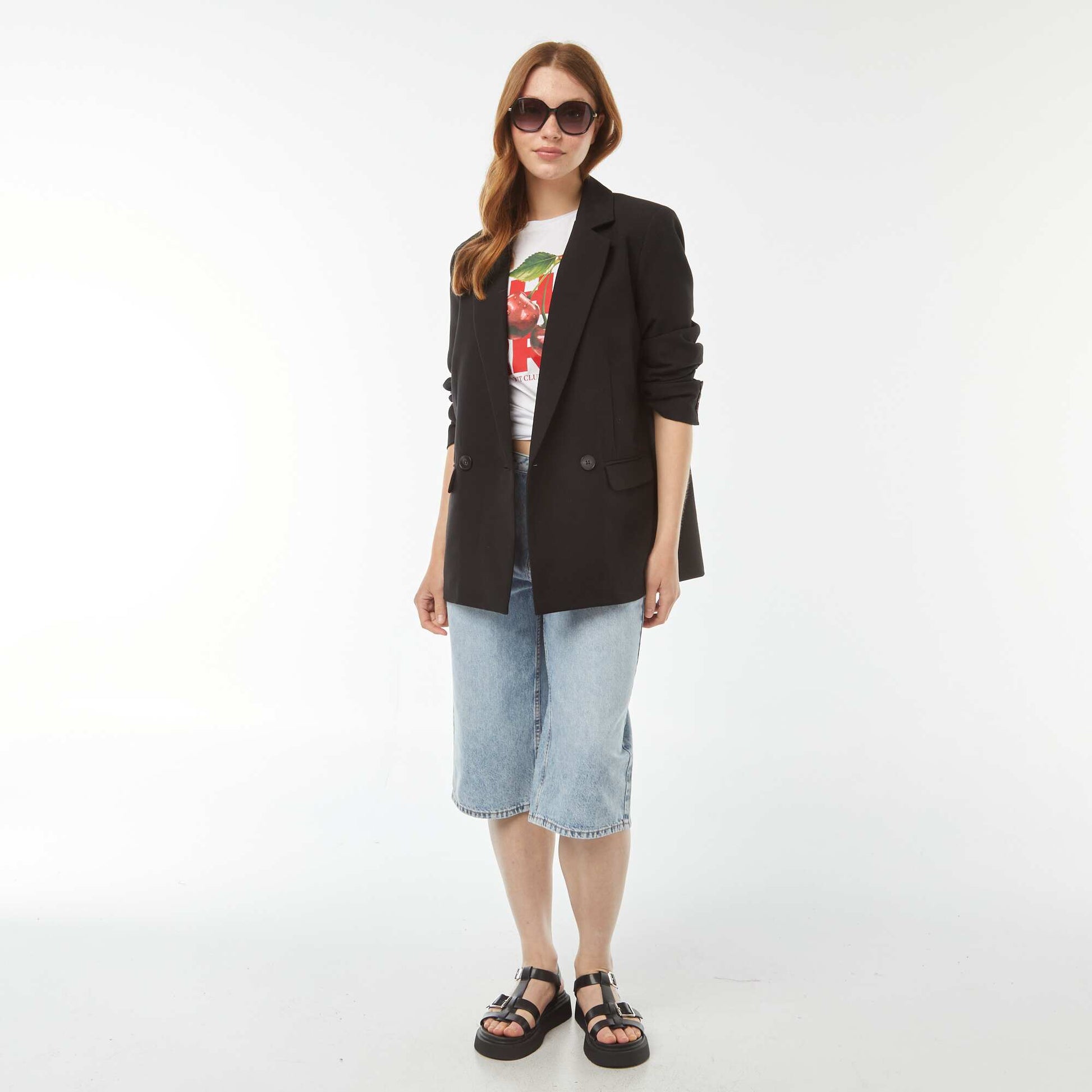 Tee-shirt oversize avec print devant BLANC