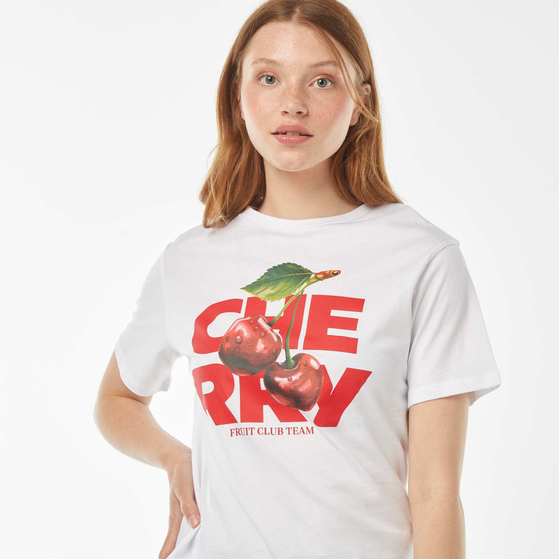 Tee-shirt oversize avec print devant BLANC